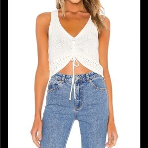 Superdown from REVOLVE Khloe Ruched Knit Top in White Size Small